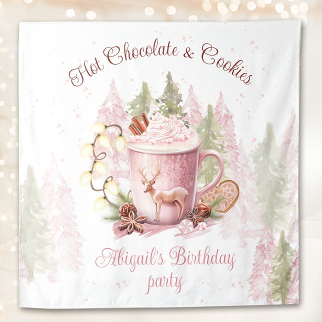 Tenture Chocolat chaud et biscuits Noël fête d'anniversair (Hot Chocolate & Cookies Christmas Birthday Party Tapestry)