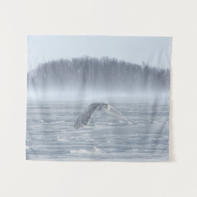 Tenture Chouette Neige Volant En Hiver (Devant (Horizontal))