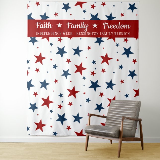 Tenture Christian Patriotic Stars Photobooooooth Contexte (En situation)