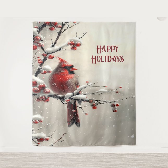 Tenture Christmas Red Cardinal Holiday Backdrop (Devant)
