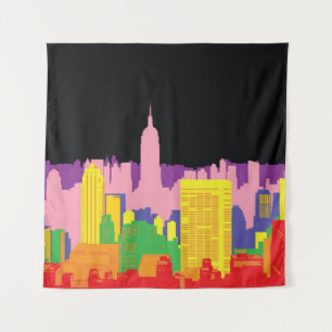 Tenture Ciel urbain : Décor arc-en-ciel nocturne.