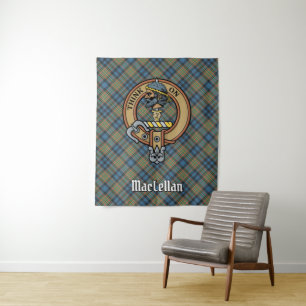 Tenture Cimier du clan MacLellan sur tartan ancien