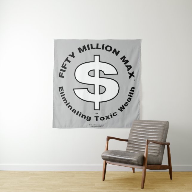Tenture Cinquante Millions MaxMC Blanc Dollar Logo Mur sus (En situation)