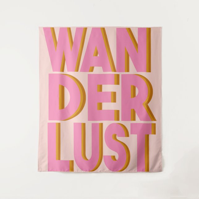 Tenture Citation de Wanderlust Design en rose (Devant)