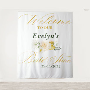 Tenture Citron Eucalyptus Rose Écriture Élégante Shower de