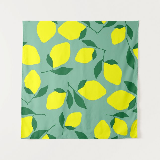 Tenture Citron simple, Arrière - plan vert. (Devant)