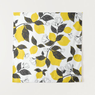 Tenture Citrons Citrus, Vintage Été Sans Fil.