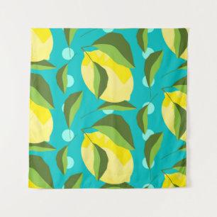 Tenture citrons jaunes avec feuilles verts sans couture mo