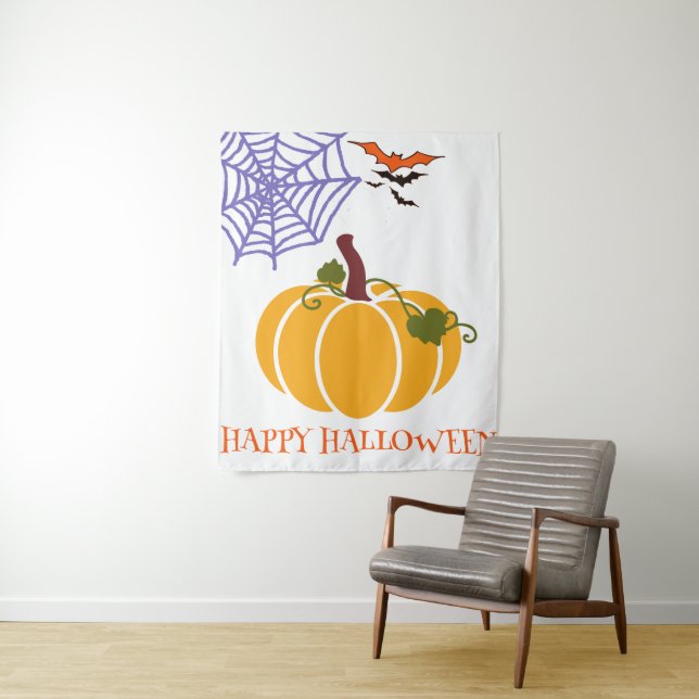 Tenture Citrouille Cosy Halloween Night Cross Design Motif (En situation)