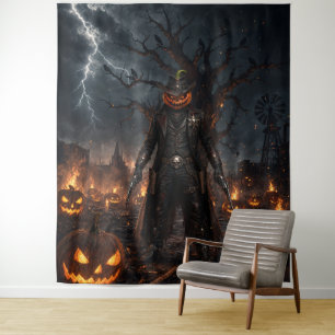 Tenture Citrouille de sheriff cowboy d'Halloween effrayant