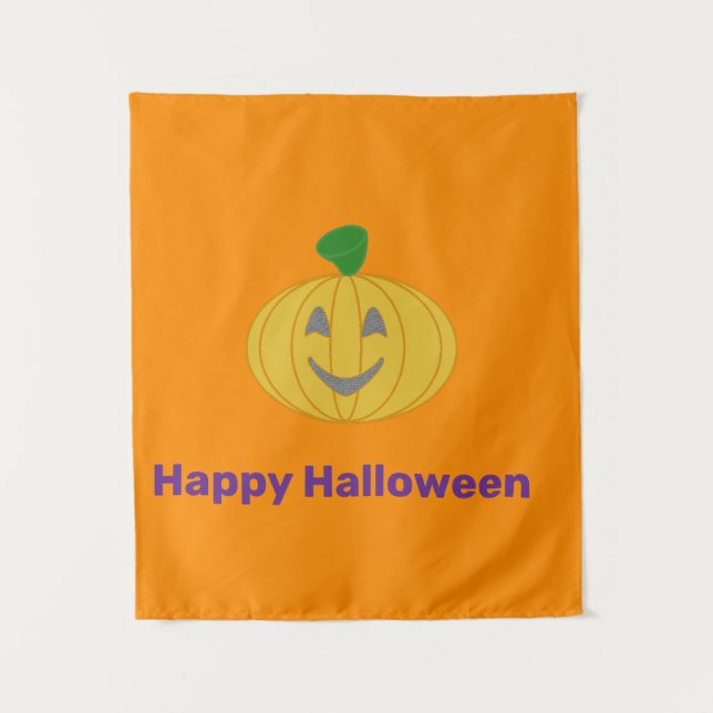 Tenture Citrouille gai Halloween Orange (Devant)