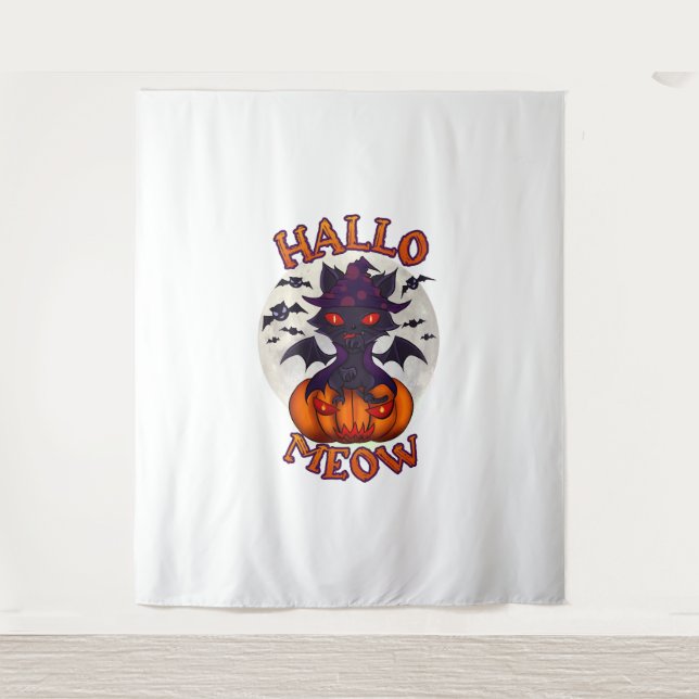 Tenture Citrouille Halloween Catoween (Devant)