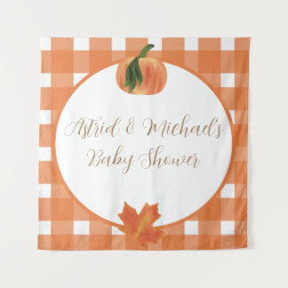 Tenture Citrouille Orange En vichy Baby shower d'automne
