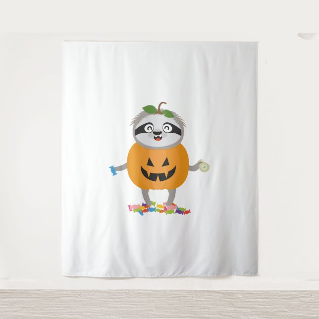 Tenture Citrouille Sloth Halloween Costume cadeau (Devant)