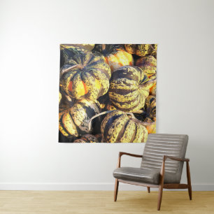 Tenture Citrouilles rayées de près