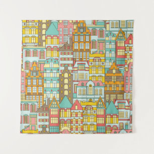 Tenture City Panorama Croquis : Maisons Simples.