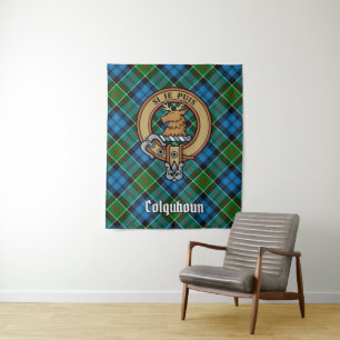 Tenture Clan Colquhoun Crest sur Tartan