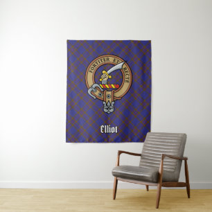 Tenture Clan Elliot Crest sur Tartan moderne