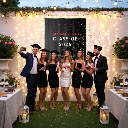 Tenture Class of 2026 Graduation Photo Booth Backdrop Red 