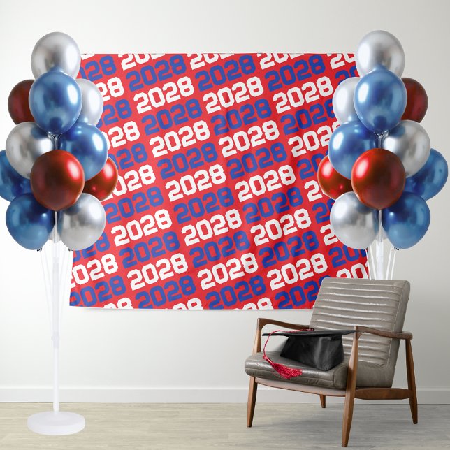Tenture Classe de diplôme rouge et bleu - Contexte de l'an (Red and Blue Repeating Class Year Background. Great for photo booths, display tables & more!)