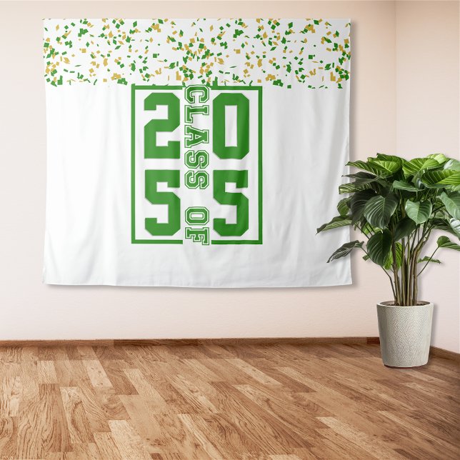 Tenture Classe de fin d'études en typographie Vert Blanc O (Créateur téléchargé)