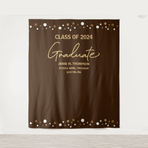 Tenture Classe d'or Brown de 2024 graduation de fond