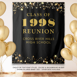 Tenture Classe Reunion Photo Booth Black Gold Backdrop