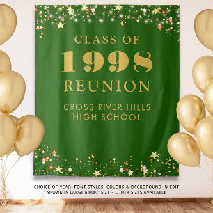 Tenture Classe Reunion Photo Booth Green Gold Backdrop