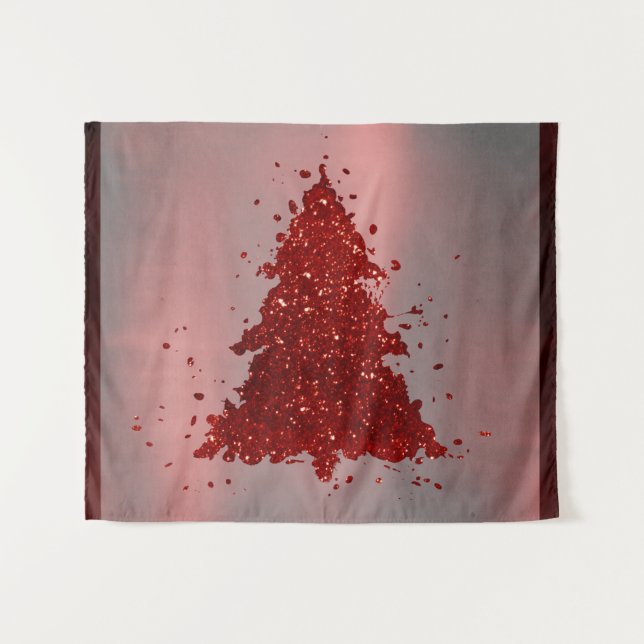 Tenture Classic Merry Christmas | Rich Festive Crimson Red (Devant (Horizontal))