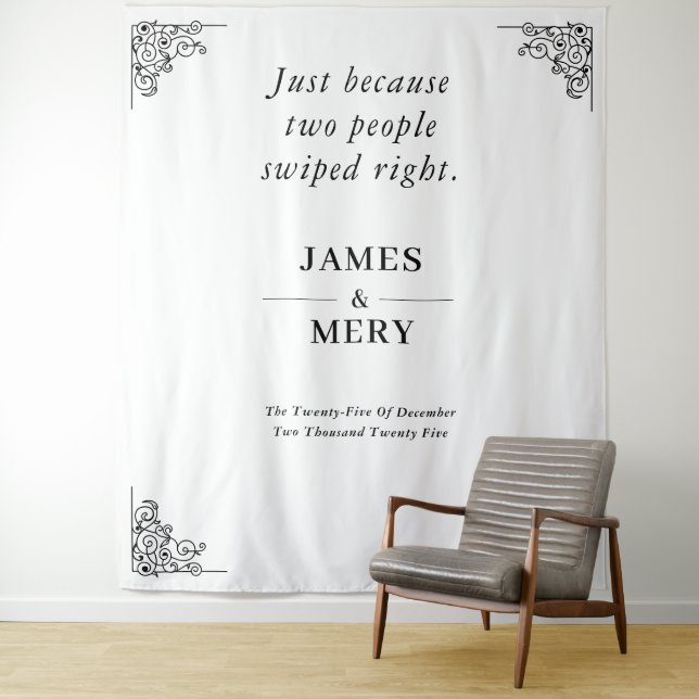 Tenture Classic Monogram Elegant Border Wedding (En situation)