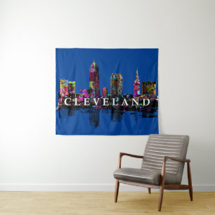 Tenture Cleveland Ohio dans le graffiti Tapestry