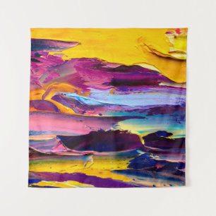 Tenture Closeup view of an palette knife oil painting. Abs