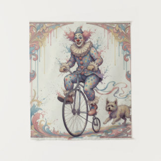 Tenture Clown on a bike Tapestry