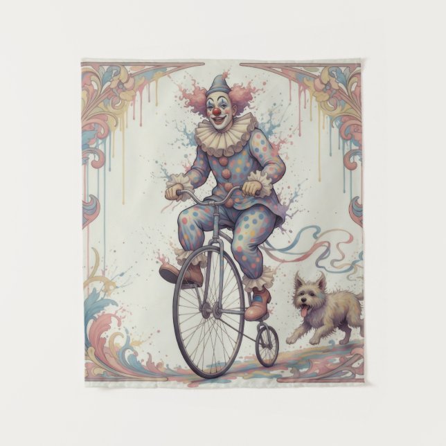Tenture Clown on a bike Tapestry (Devant)