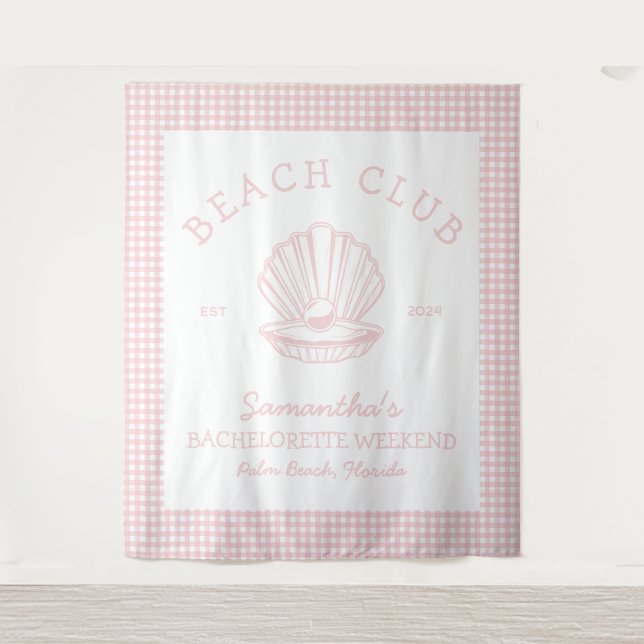 Tenture Club de plage rose pour enterrement de vie de jeun (Devant)
