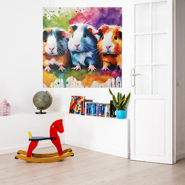 Tenture Cobayes mignons aux éclaboussures de couleur (Créateur téléchargé)