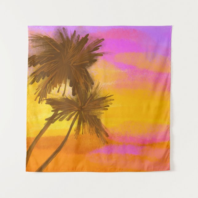 Tenture Cocotier, thème tropical d'été. (Devant)