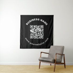 Tenture Code QR avec nom d'entreprise Texte circulaire gra