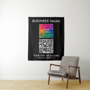 Tenture Code QR de logo d'entreprise Toile de fond pour év