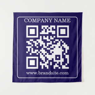 Tenture Code QR modifiable Bleu Nuit Affichage de Marque M
