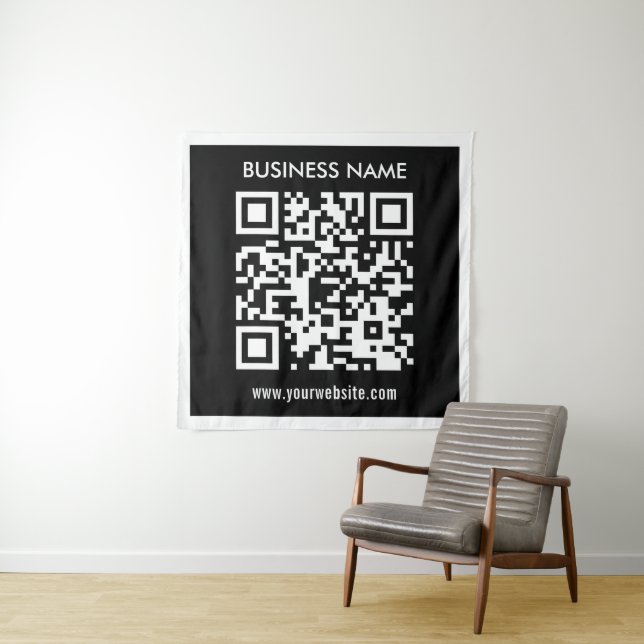 Tenture Code QR modifiable (généré instantanément) | Noir (En situation)