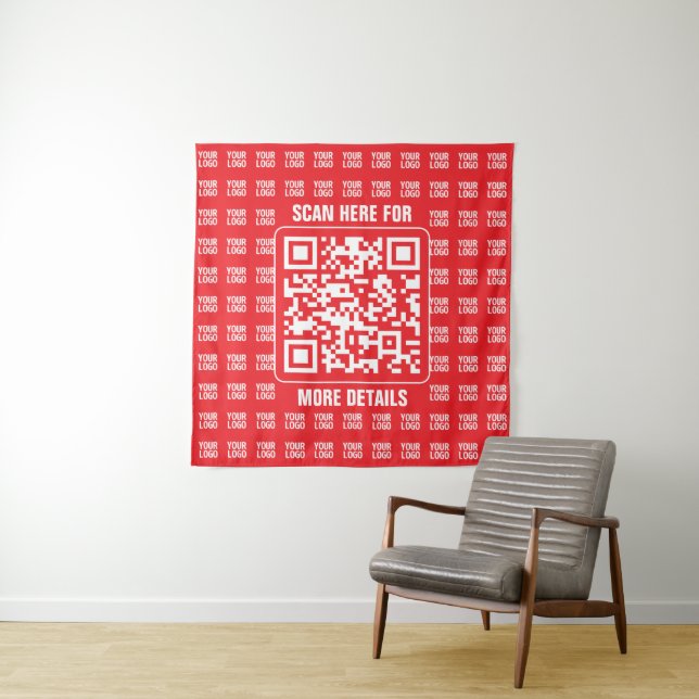 Tenture Code QR promotionnel (modifiable) avec Motif Logo (En situation)