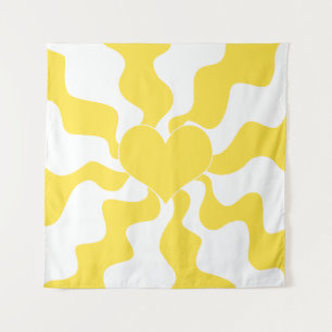 Tenture Coeur - Citron jaune et blanc