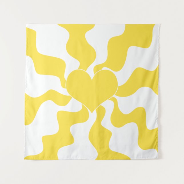 Tenture Coeur - Citron jaune et blanc (Devant)