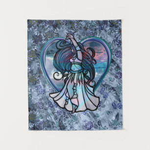Tenture Coeur d'amour turquoise et violet danseuse du vent
