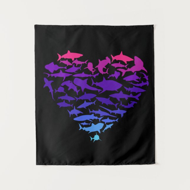 Tenture Coeur des requins Amateur de requins Vie marine co (Devant)