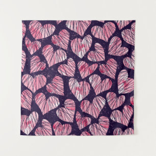 Tenture Coeur rose : motif transparent aquarelle.