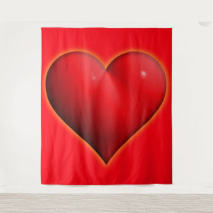 Tenture Coeur rouge 3-D brillant