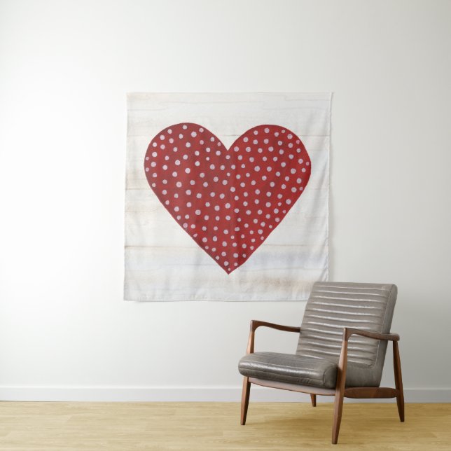 Tenture Coeur rustique de Valentine de point de polka (En situation (horizontale))