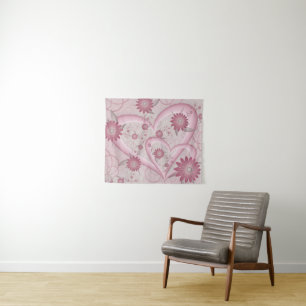Tenture Coeurs et fleurs Abstraits roses Aimer l'art fract